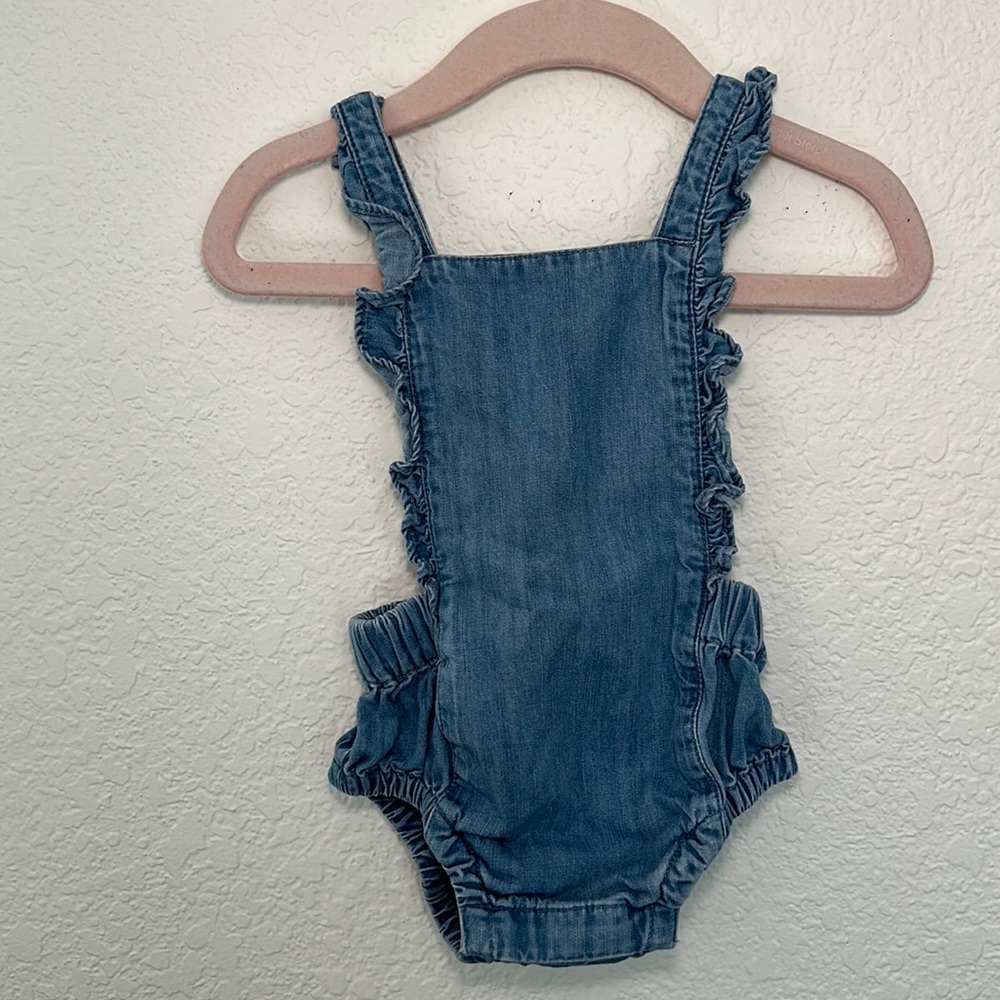 Hanna Andersson Denim Overalls Shorts Blue Size 6-12 mo 70 cm
